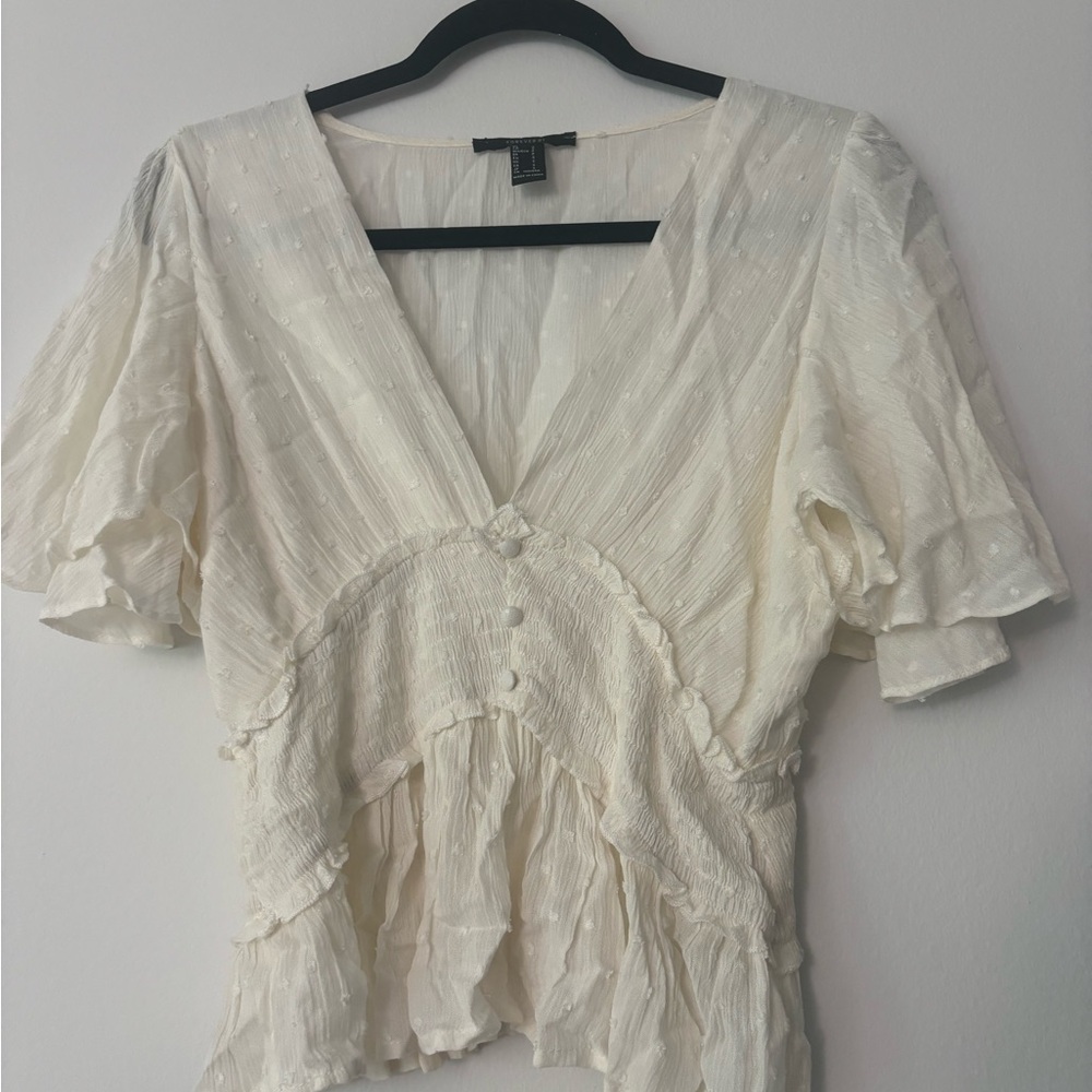 🔥HOT🔥 FOREVER 21 SUMMER BLOUSE Elegant White Women's Top